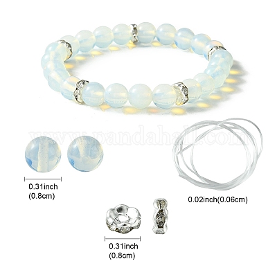 Набор для изготовления эластичного браслета из опалита с круглыми бусинами своими руками DIY-YW0008-36G-1