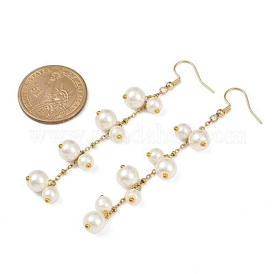 Стеклянные под жемчуг болтающийся серьги EJEW-JE06463-01-1