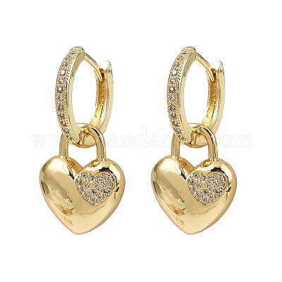 Латунные серьги-кольца из прозрачного кубического циркония EJEW-S275-01G-1