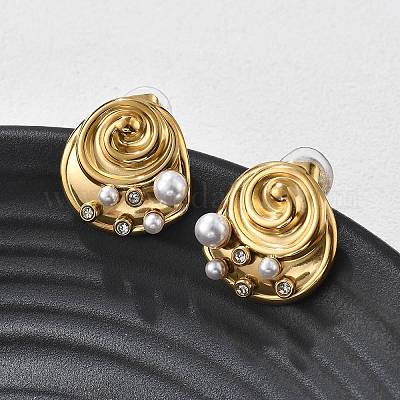 Серьги-гвоздики из нержавеющей стали 304 с прозрачным кубическим цирконием EJEW-R020-05G-03-1