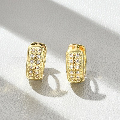 Латунные серьги-кольца из прозрачного кубического циркония EJEW-D311-137G-1