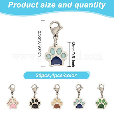 20 шт. 5-х цветные эмалевые подвесные маркеры для стежков из нержавеющей стали 304 HJEW-GO00006-1