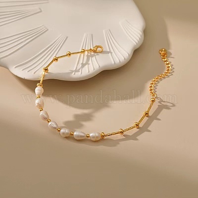 Браслеты из латуни и натурального пресноводного жемчуга для женщин PY4905-1