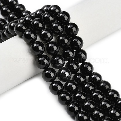 天然石ブラックスピネルビーズ連売り グレードA ラウンド 8~8.5mm 穴