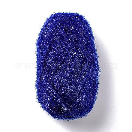 ポリエステルかぎ針編みの糸  きらめくスクラブ糸  食器洗い用  布巾  編み物を飾る工芸品  ブルー  10~13x0.5mm  218.72ヤード（200m）/ロール OCOR-G009-01D-1