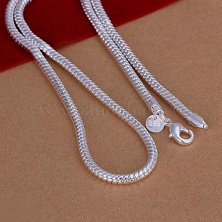 Popular Silver Color Plated Brass Snake Chain Necklaces For Men NJEW-BB12734-24-1