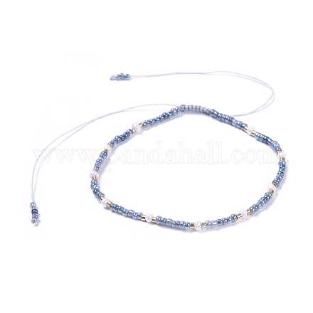 Bracelets de perles tressées en fil de nylon ajustable BJEW-JB04377-03-1