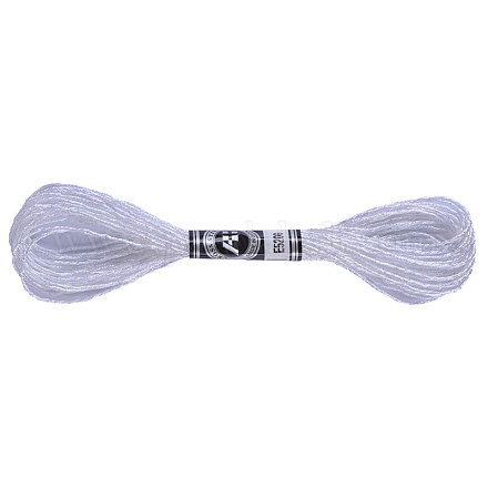 12-Ply Metallic Polyester Embroidery Floss  Glitter Cross Stitch Threads for Craft Needlework Hand Embroidery  Friendship Bracelets Braided String  White  0.8mm  about 8m/skein PW-WG76880-02-1