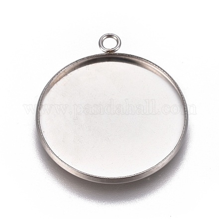 304 Stainless Steel Pendant Cabochon Settings STAS-G127-13-25mm-P-1