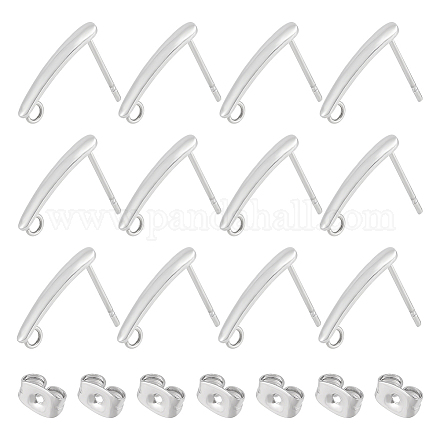 UNICRAFTALE About 80 Pcs Rectangle Bar Stud Earring 304 Stainless Steel Stud Earring Findings with Loops and Ear Nut Earring Stud Hypoallergenic Post Earring for DIY Earrings Craft Making Supplies STAS-UN0044-98-1