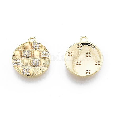 Ion Plating(IP) Brass Micro Pave Clear Cubic Zirconia Charms KK-C006-19G-1