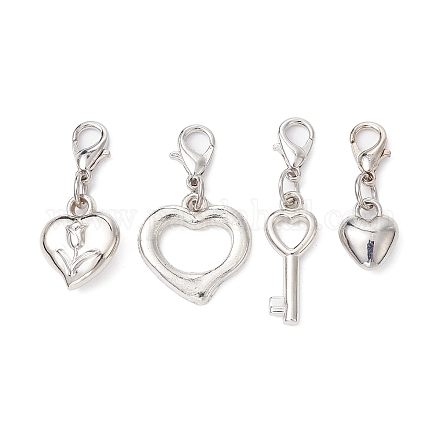 Decoraciones colgantes de plástico ccb con forma de corazón y llave para el día de San Valentín HJEW-JM01445-1