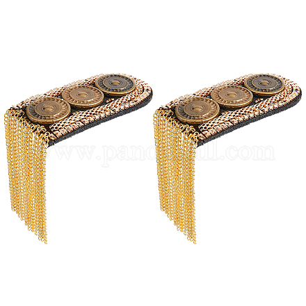 Superfindings 2 pièces épaulettes de pompon de mode insigne d'épaule en alliage chaîne de pompon en platine détachable épaulette décoration d'épaule fixée par épingle pour vestes frange punk en métal FIND-FH0005-42G-1