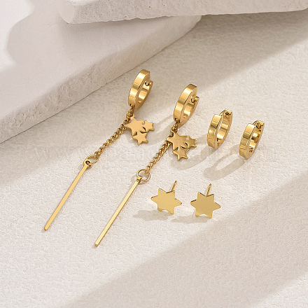 Комплекты серег-звезд из нержавеющей стали YA2186-2-1