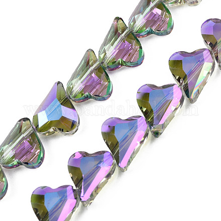 Electroplate Transparent Glass Beads Strands EGLA-N002-44-07-1