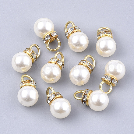 Colgantes de perlas de imitación de plástico abs de alto brillo RB-T011-01B-G-1