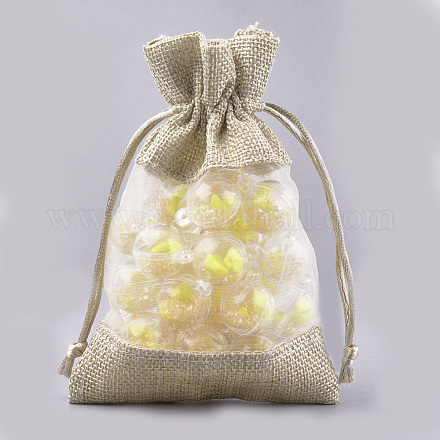 Cotton & Organza Packing Pouches Drawstring Bags ABAG-S004-09F-13x18-1