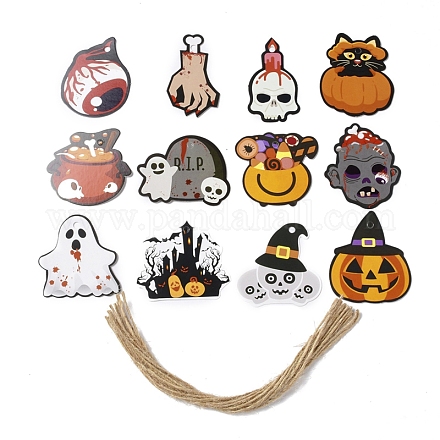 12 estilos de etiquetas de papel con tema de halloween DIY-K60-001-1
