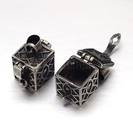 Sculptés en rack cuboïde boîte laitonnage de prière pendentifs KK-L101-28B-1