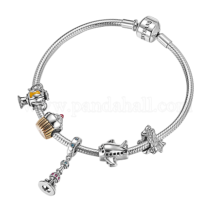 TINYSAND Sterling Silver Happy Birthday European Charm Bracelets TS-Set-001-21-1