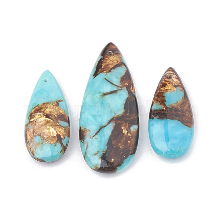 Assembled Bronzite and Synthetic Turquoise Pendants X-G-S328-003J-1