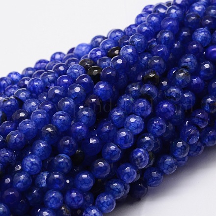Faceted Natural Agate Round Beads Strands G-E319A-6mm-05-1