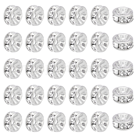 UNICRAFTALE 40Pcs 8mm Rhinestone Spacer Beads 316 Surgical Stainless Steel Beads 2mm Hole Stopper Beads Disc Rhinestone Bracelets Beads for Jewelry Making RB-UN0001-08B-1