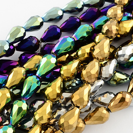 Chapelets de perles en verre électroplaqué EGLA-R045-12x8mm-M-1