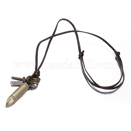 Pendentif ajustable en alliage de zinc pour hommes et colliers lariat avec cordon de cuir NJEW-BB16016-A-1