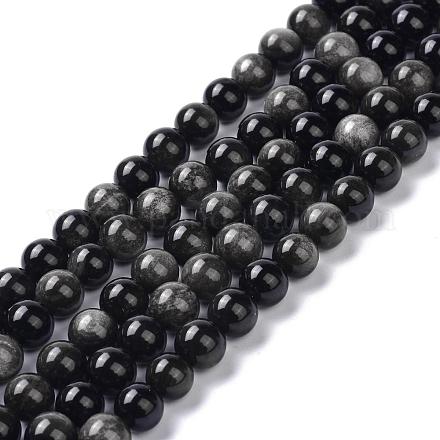 Brins de perles d'obsidienne argent naturel G-D083-01C-1
