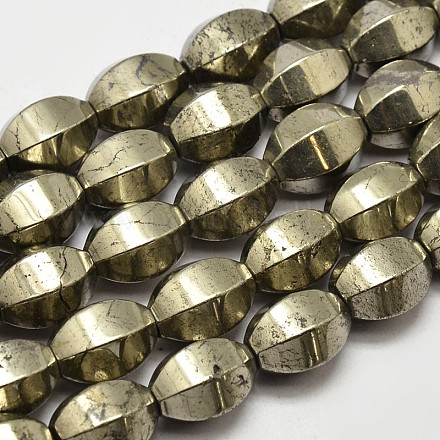 Natural Pyrite Lantern Beads Strands G-F197-03-12x14mm-1