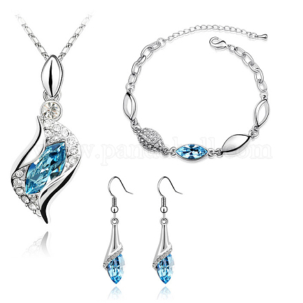 Lega placcato set di gioielli in cristallo austriaco 18k platino reale SJEW-DD0001-025E-1