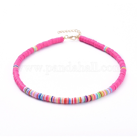 Handmade Polymer Clay Heishi Beaded Choker Necklaces NJEW-JN02722-04-1