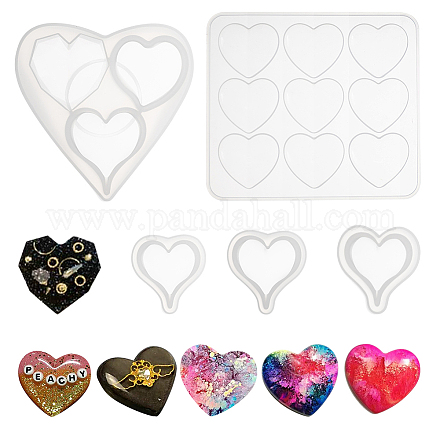Stampo in resina siliconica cuore 5pcs olycraft DIY-OC0001-21-1
