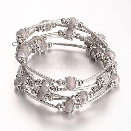 Cinque anelli di perline bracciali di vetro avvolgente BJEW-JB01962-02-1