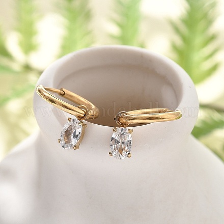 Серьги-кольца из нержавеющей стали 304 с ионным покрытием (IP) и микропаве из кубического циркония STAS-R004-07G-02-1