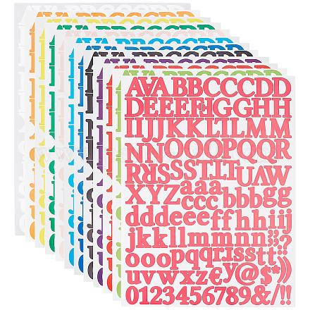 Craspire 12 Blatt 12 Farben Buchstaben-Zahlen-Aufkleber DIY-CP0008-66-1