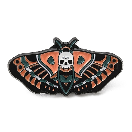 Épingle en émail de papillon de nuit sur le thème d’Halloween JEWB-E023-01EB-03-1