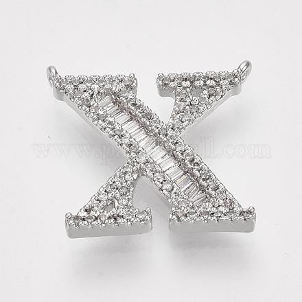 Real Platinum Plated Brass Pendants ZIRC-Q022-040P-X-NF-1