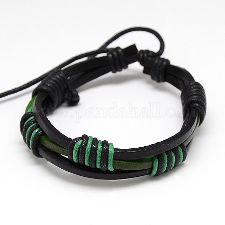 Trendy Unisex Casual Style Waxed Cord and Leather Bracelets BJEW-L298-05-1