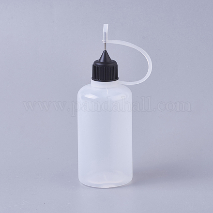プラスチックスクイズボトル  詰め替え可能な接着剤ボトル  鉄ピンと  ブラック  3.4x10.2cm  容量：50ml（1.69液量オンス） MRMJ-WH0050-02F-1