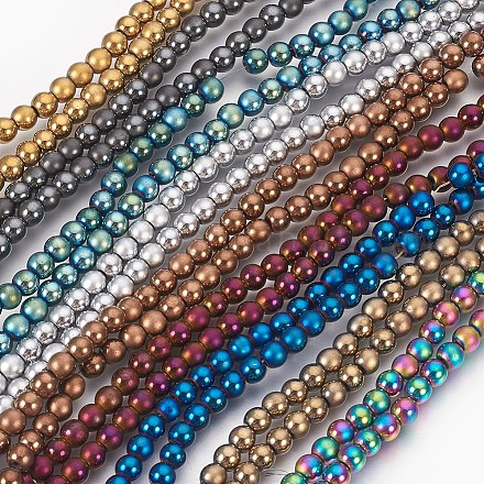 Electroplate Non-Magnetic Synthetic Hematite Beads Strands G-F585-B-4mm-1