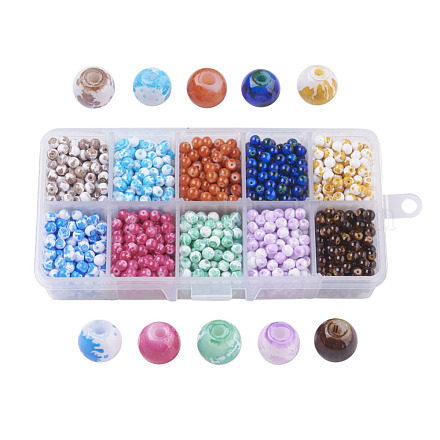 10 couleurs de cuisson perles de verre peintes DGLA-JP0001-05-4mm-1