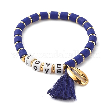 Mot amour perles bracelet extensible pour fille femmes BJEW-JB07208-05-1