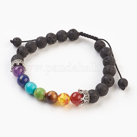 Natural & Synthetic Mixed Gemstone Braided Bead Bracelets BJEW-JB03822-1