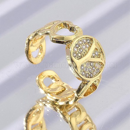 Открытые манжеты из латуни с микропаве и прозрачным цирконием для женщин RJEW-K289-02G-Y-1