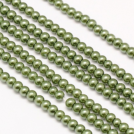 Brins de perles rondes en verre teinté écologique X-HY-A002-4mm-RB025-1
