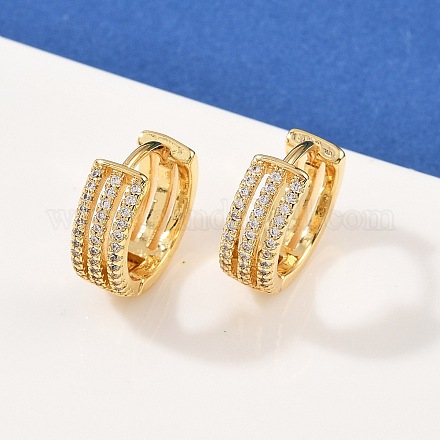 Латунные серьги-кольца из прозрачного кубического циркония EJEW-L275-07G-1