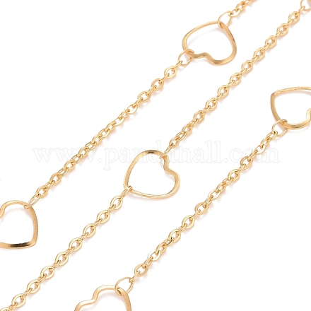Vacuum Plating 304 Stainless Steel Heart Link Cable Chains CHS-E006-01G-1