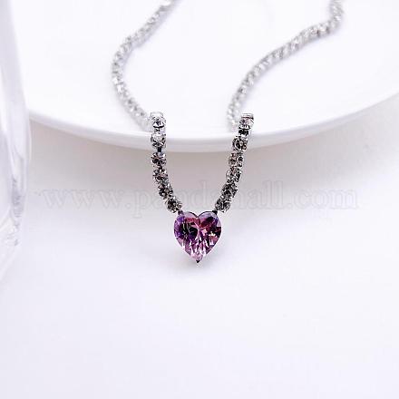 Теннисные ожерелья с подвеской в форме сердца из латуни с кубическими цирконами FS-WGB48C6-01-1
